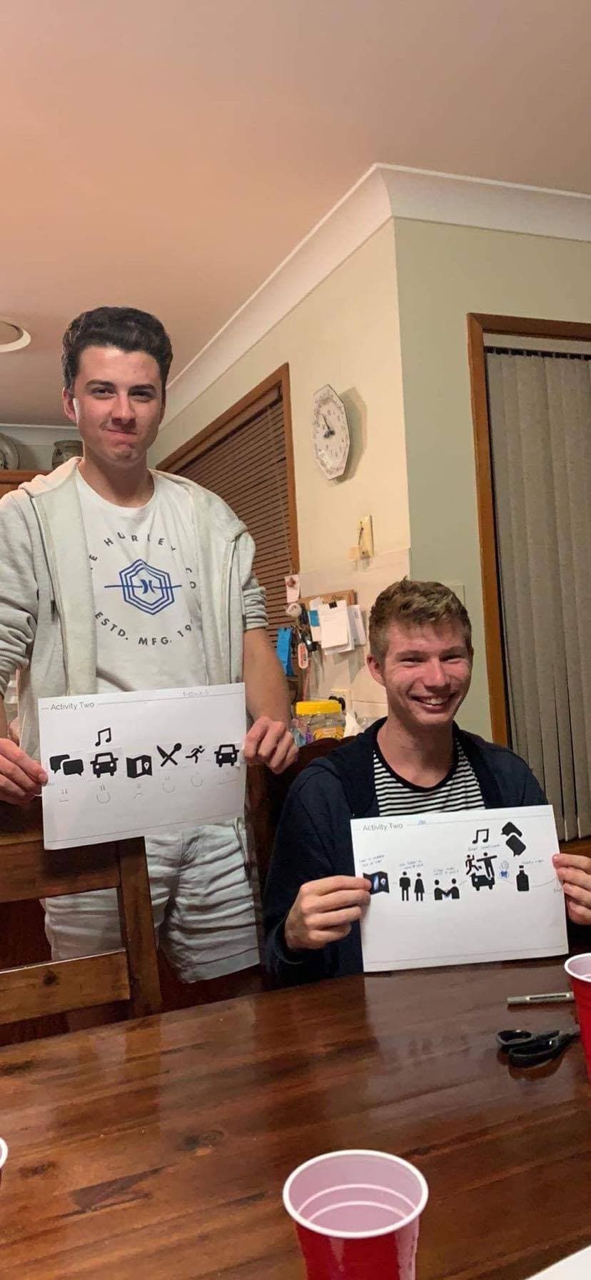 Lewis and Alex with completed exercises